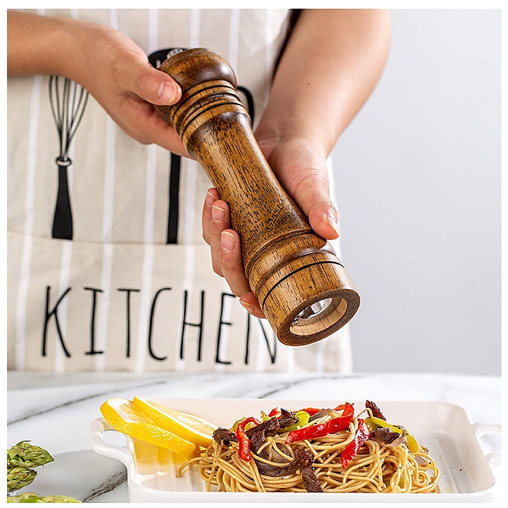 8" Wooden Salt and Pepper Grinder Adjustable Manual Wood Ceramic Core 5