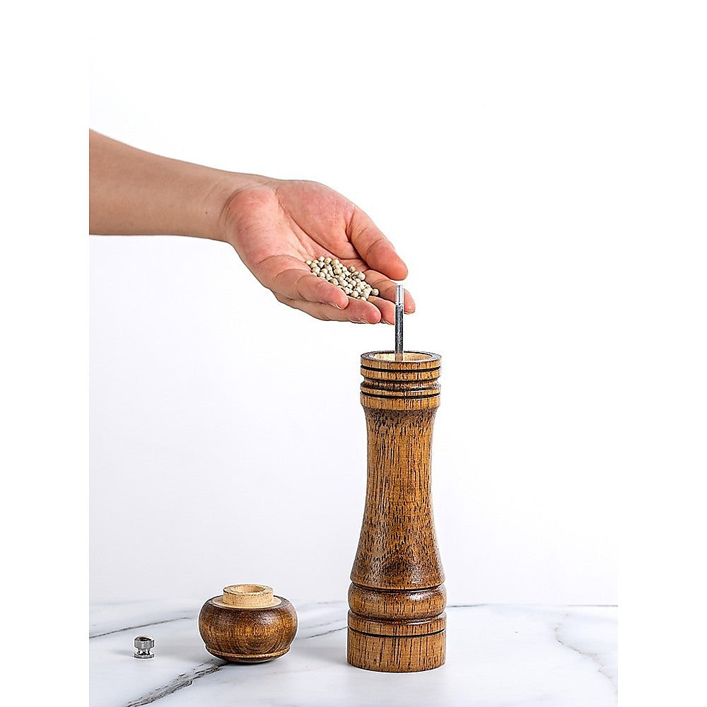 8" Wooden Salt and Pepper Grinder Adjustable Manual Wood Ceramic Core 9