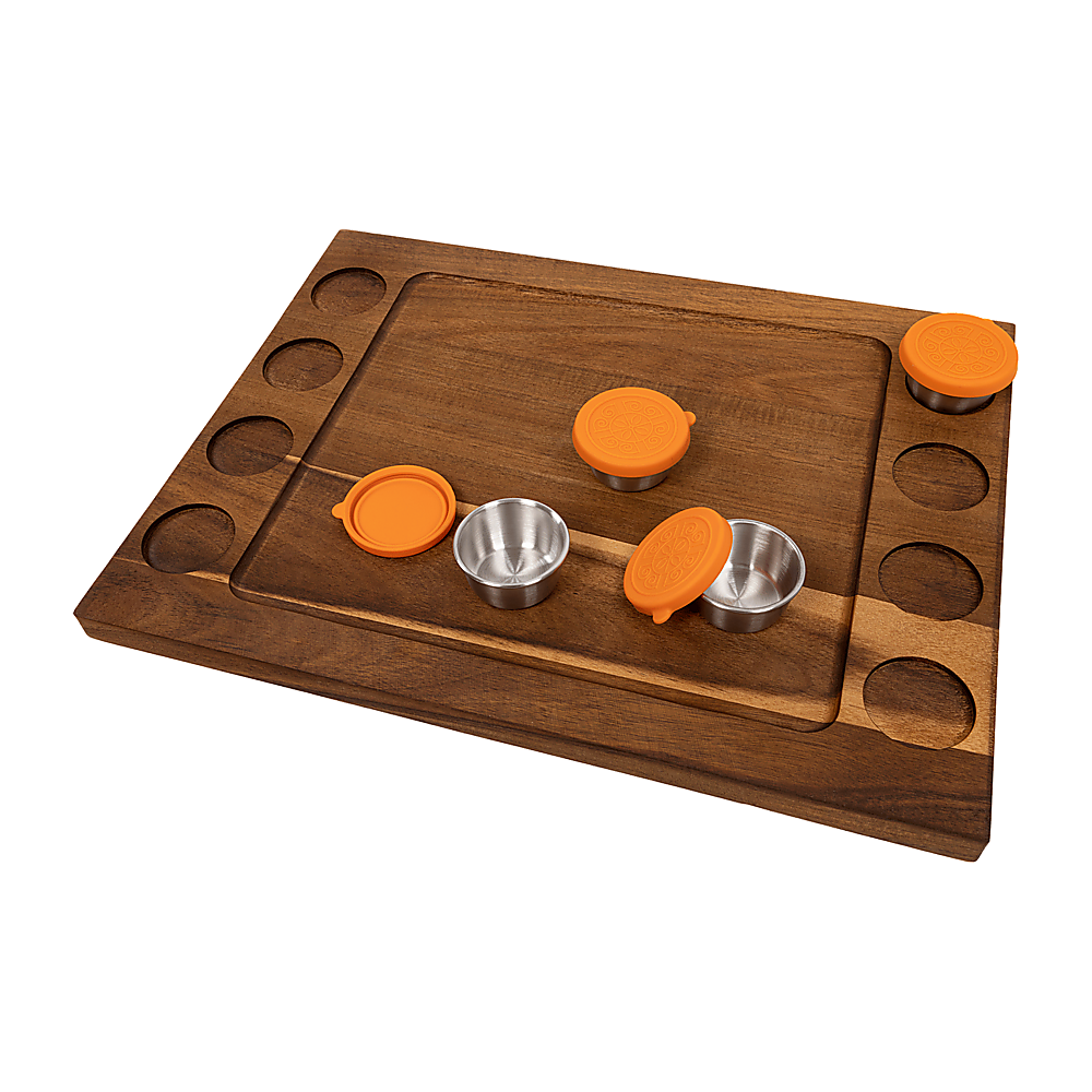 Serving Tray Double Sided Charcuterie Board 8 Sauce Cups Gift 11