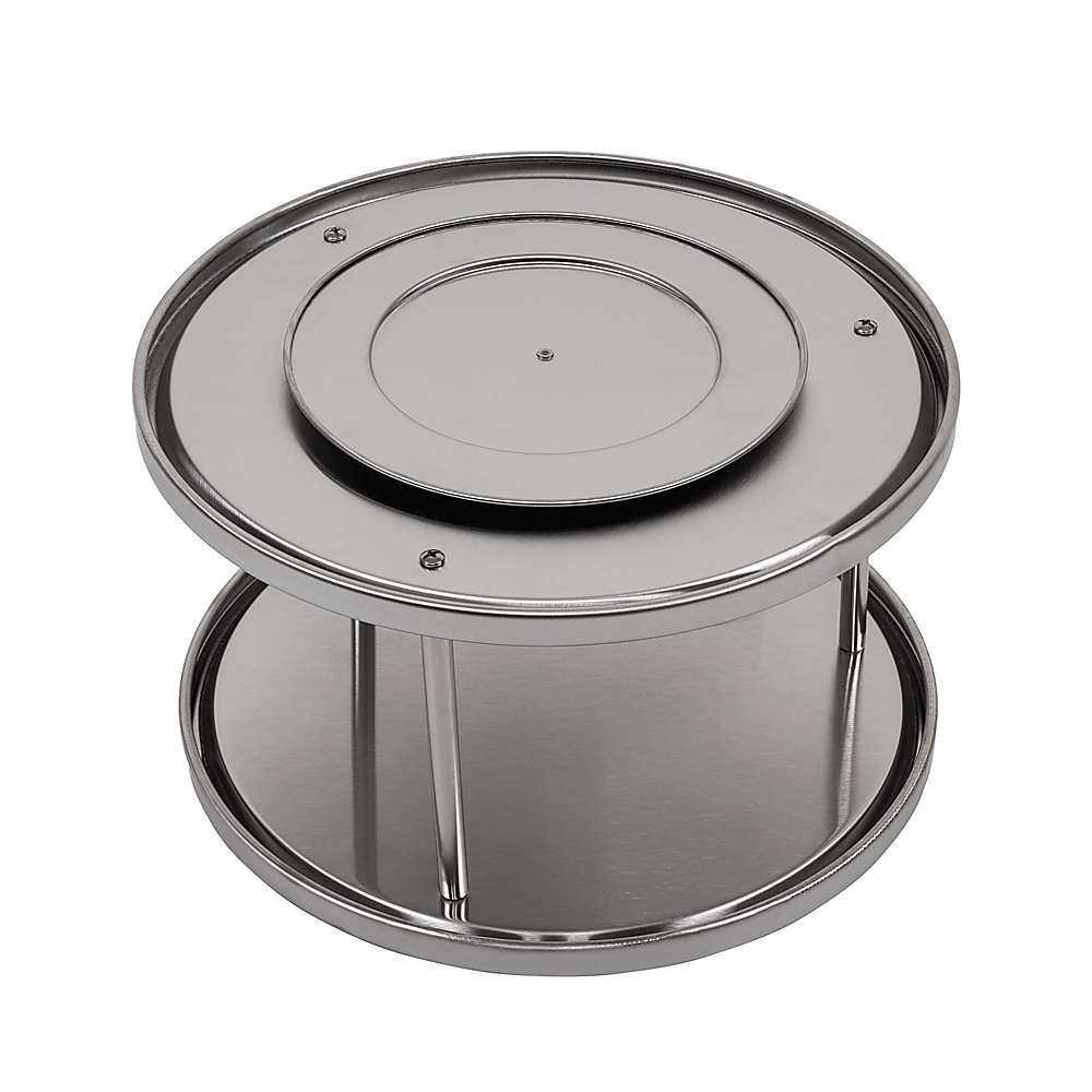 2-Tier Rack Lazy Susan Organiser Steel Kitchen Pantry Cabinet Storage 4