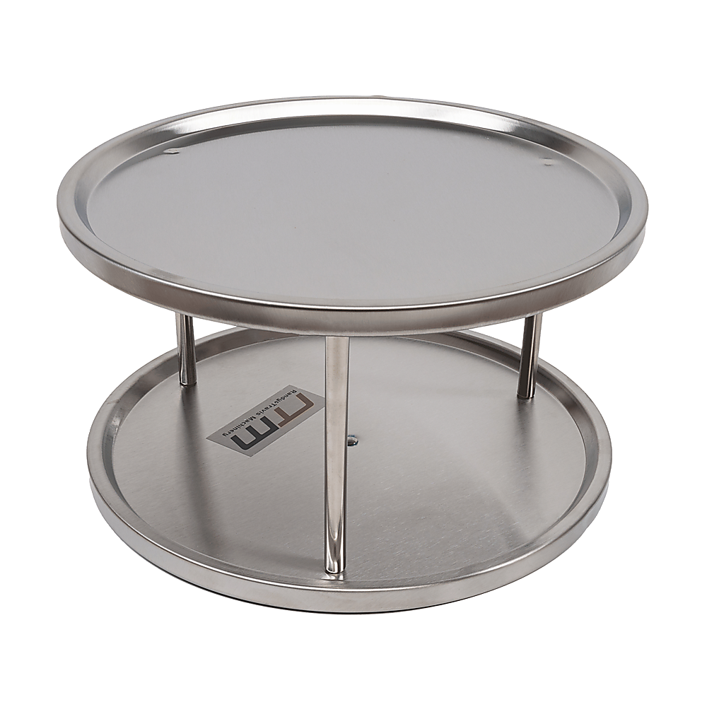 2-Tier Rack Lazy Susan Organiser Steel Kitchen Pantry Cabinet Storage 8