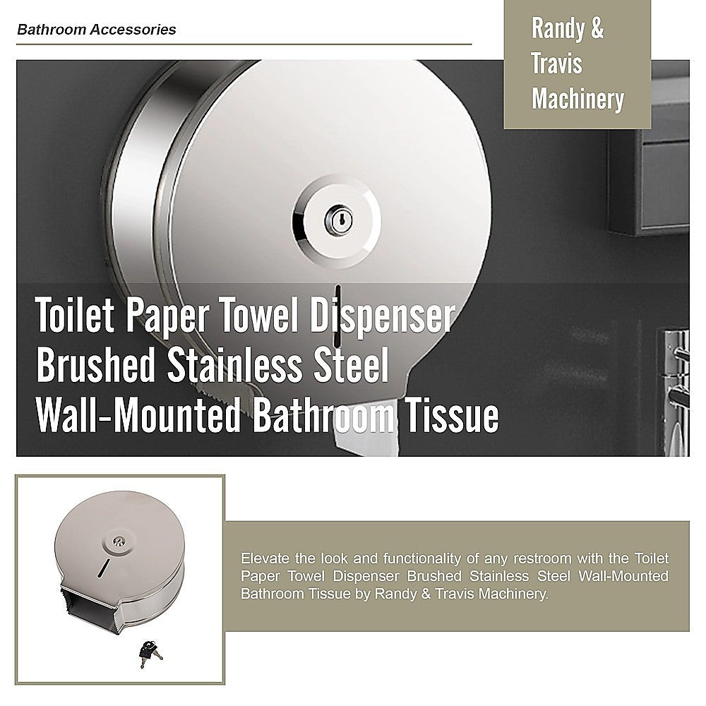Toilet Paper Towel Dispenser Brushed Stainless Steel Wall-Mounted Bathroom Tissue 9