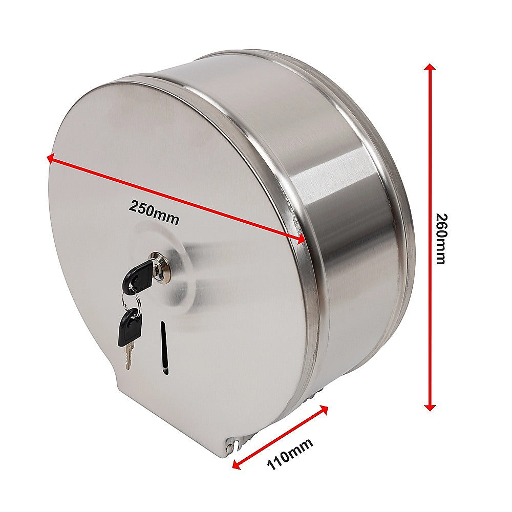 Toilet Paper Towel Dispenser Brushed Stainless Steel Wall-Mounted Bathroom Tissue 12