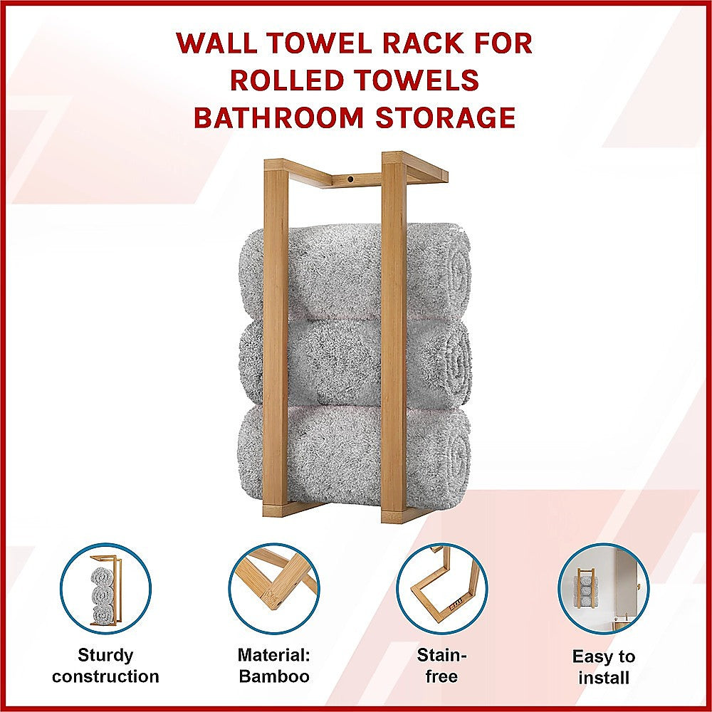 Wall Towel Rack for Rolled Towels Bathroom Storage 3