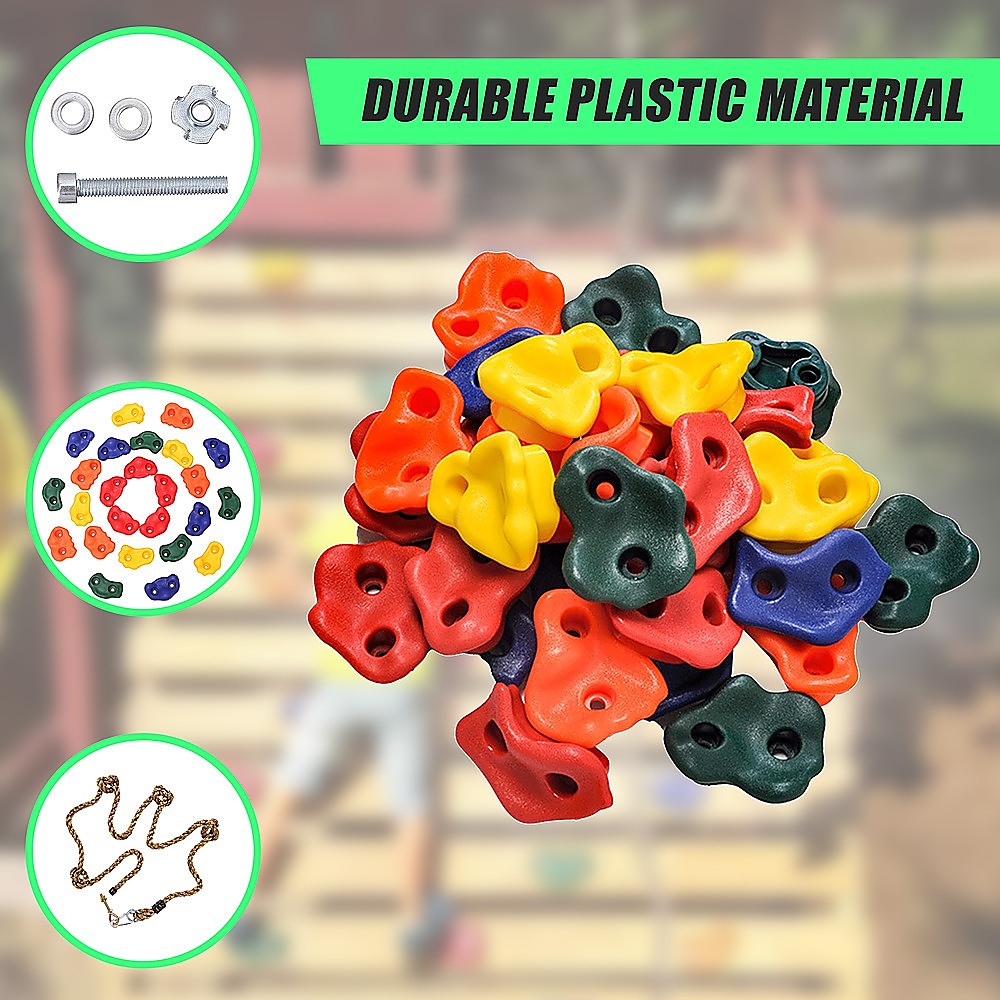 Jungle Gym Rock Climbing Holds Kids Wall Mounting Hardware Knotted Rope 25 Handles Playground 8