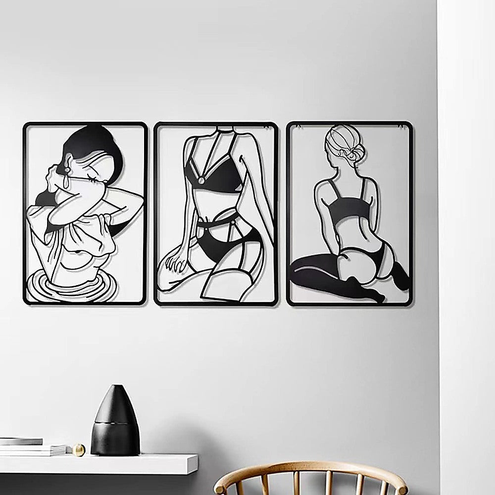 3pc Modern Metal Wall Art Decor Abstract Minimalist Decoration 3