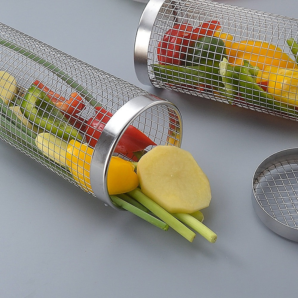 2pc BBQ Basket Round Campfire Grid Cookware 4