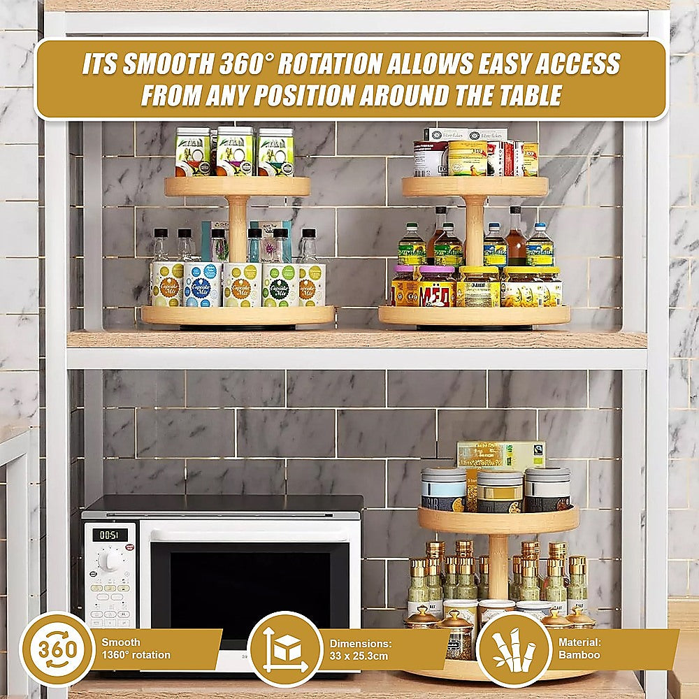 2-Tier Bamboo Lazy Susan Turntable Organizer for Kitchen Counter Cabinet 9