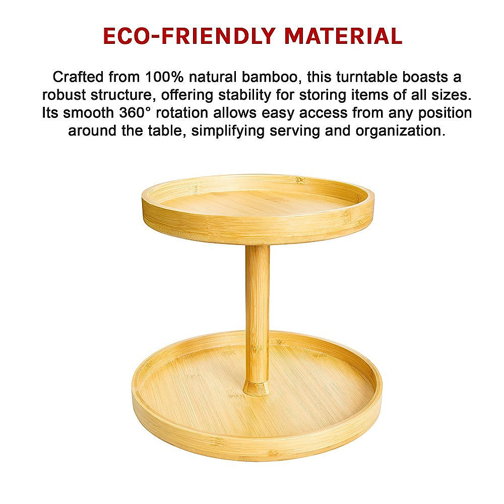 2-Tier Bamboo Lazy Susan Turntable Organizer for Kitchen Counter Cabinet 11