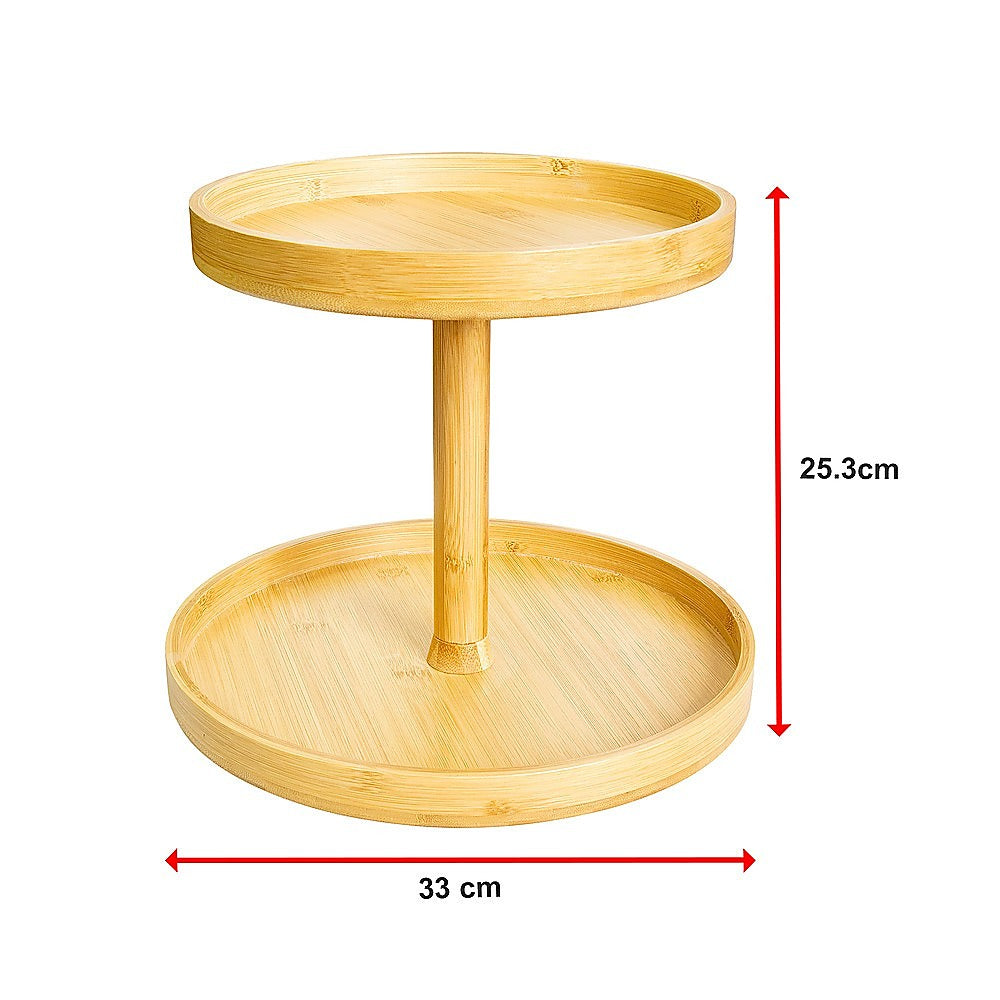 2-Tier Bamboo Lazy Susan Turntable Organizer for Kitchen Counter Cabinet 12