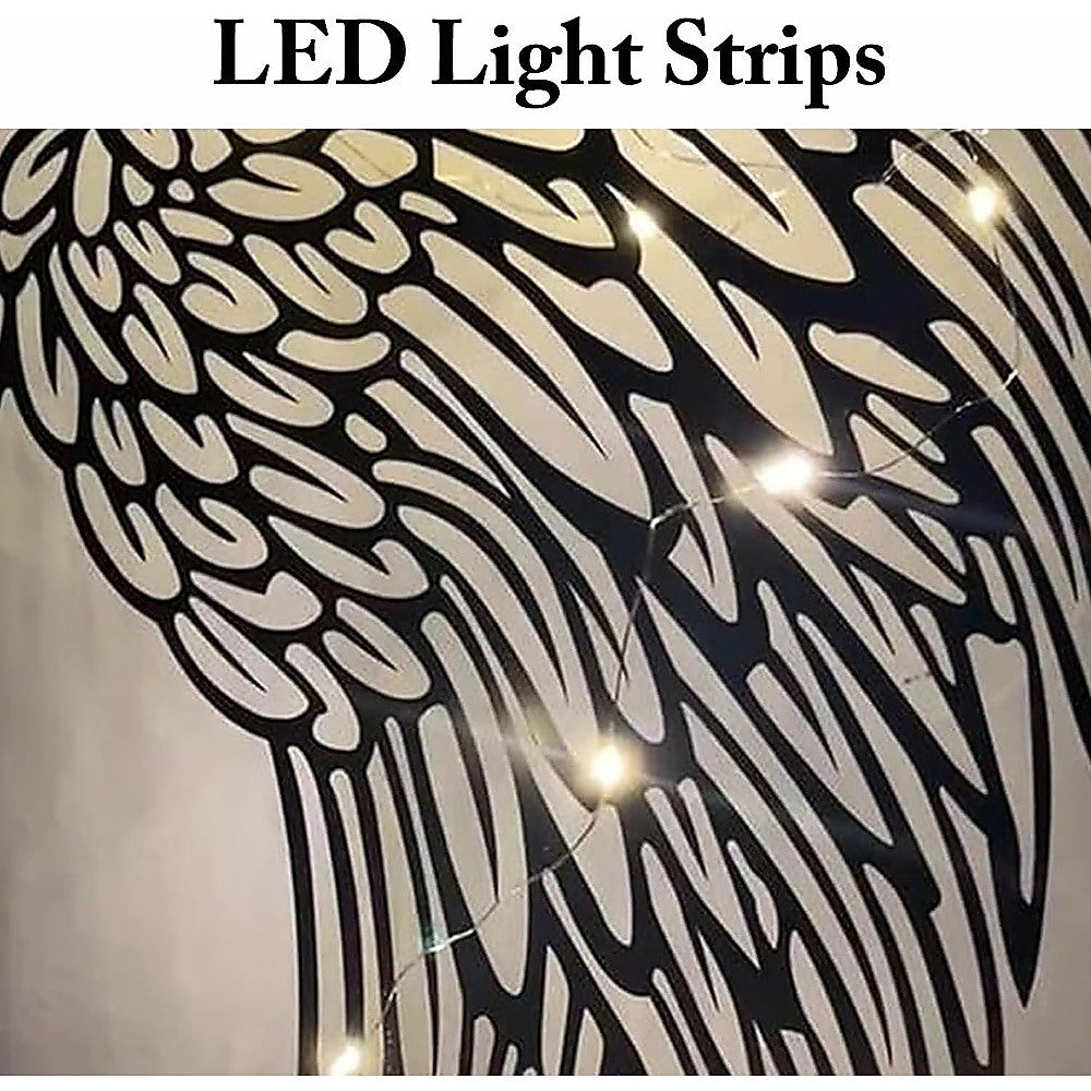 LED Angel Wing Metal Wall Art Wrought Iron Wings Sculpture Fairy Lights 4