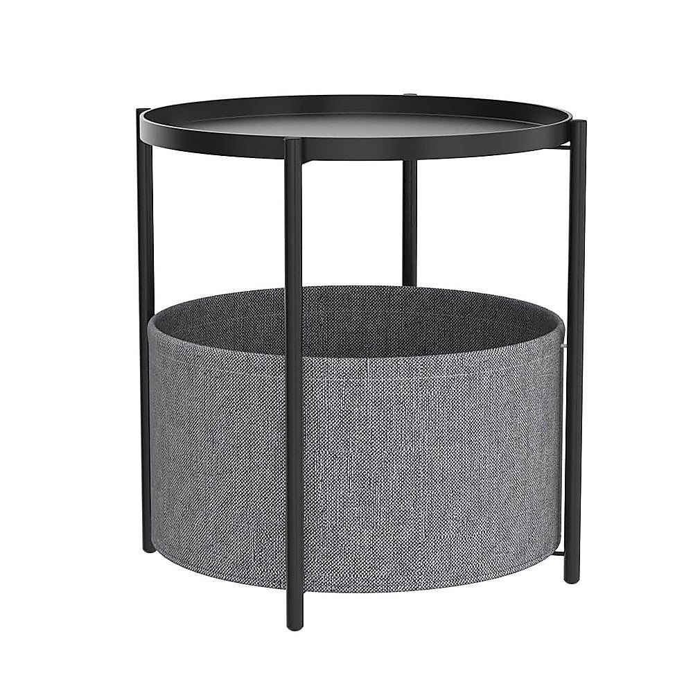 Round Side Table Bedside Storage Basket 7
