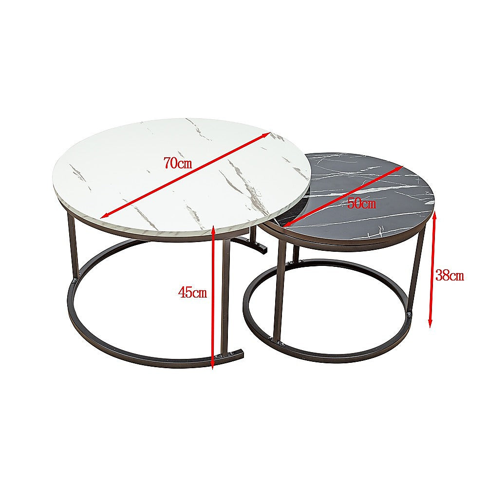 Coffee Table Round Marble Design Nesting Side Furniture 9