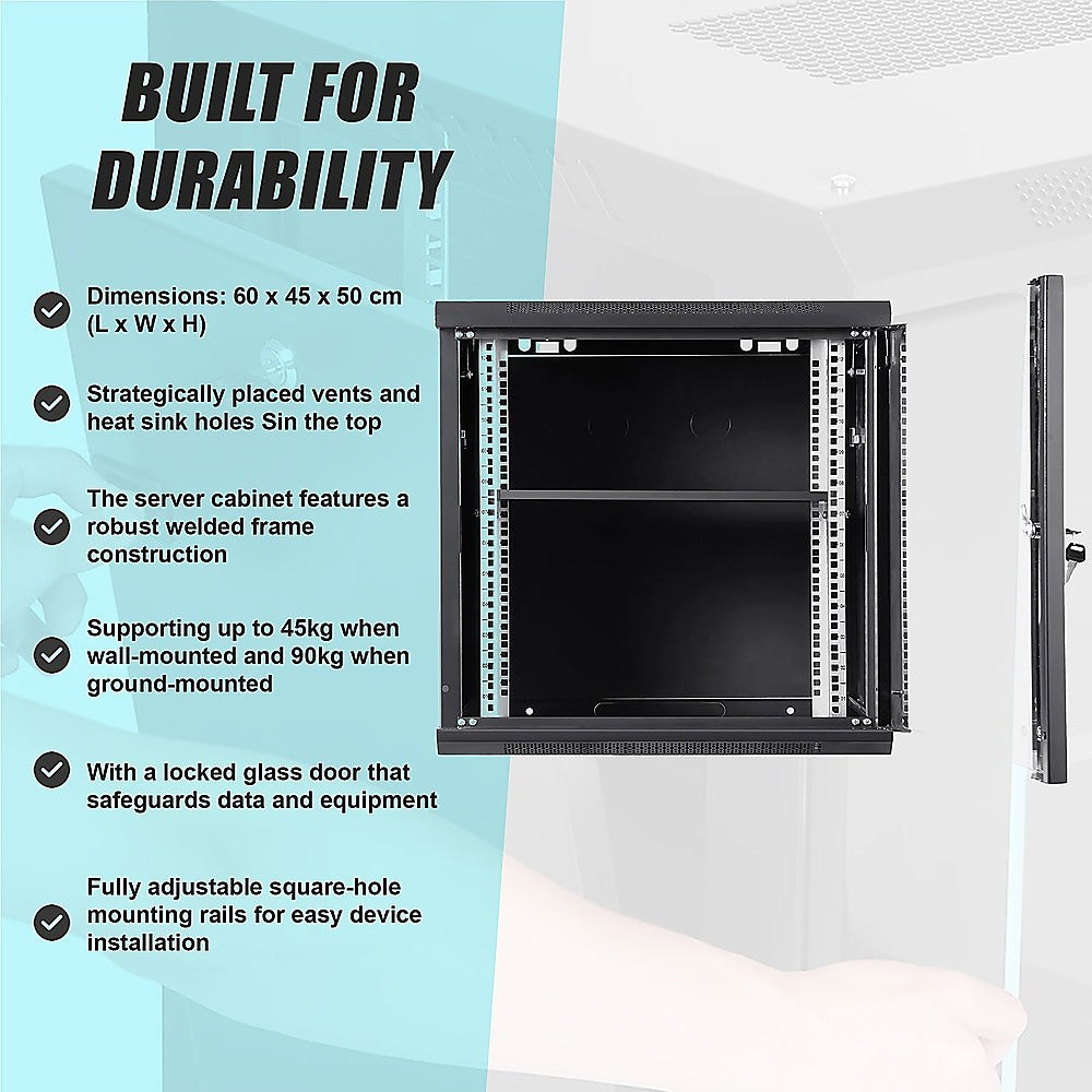 9U Wall Mount Network Server Rack Cabinet Enclosure 13