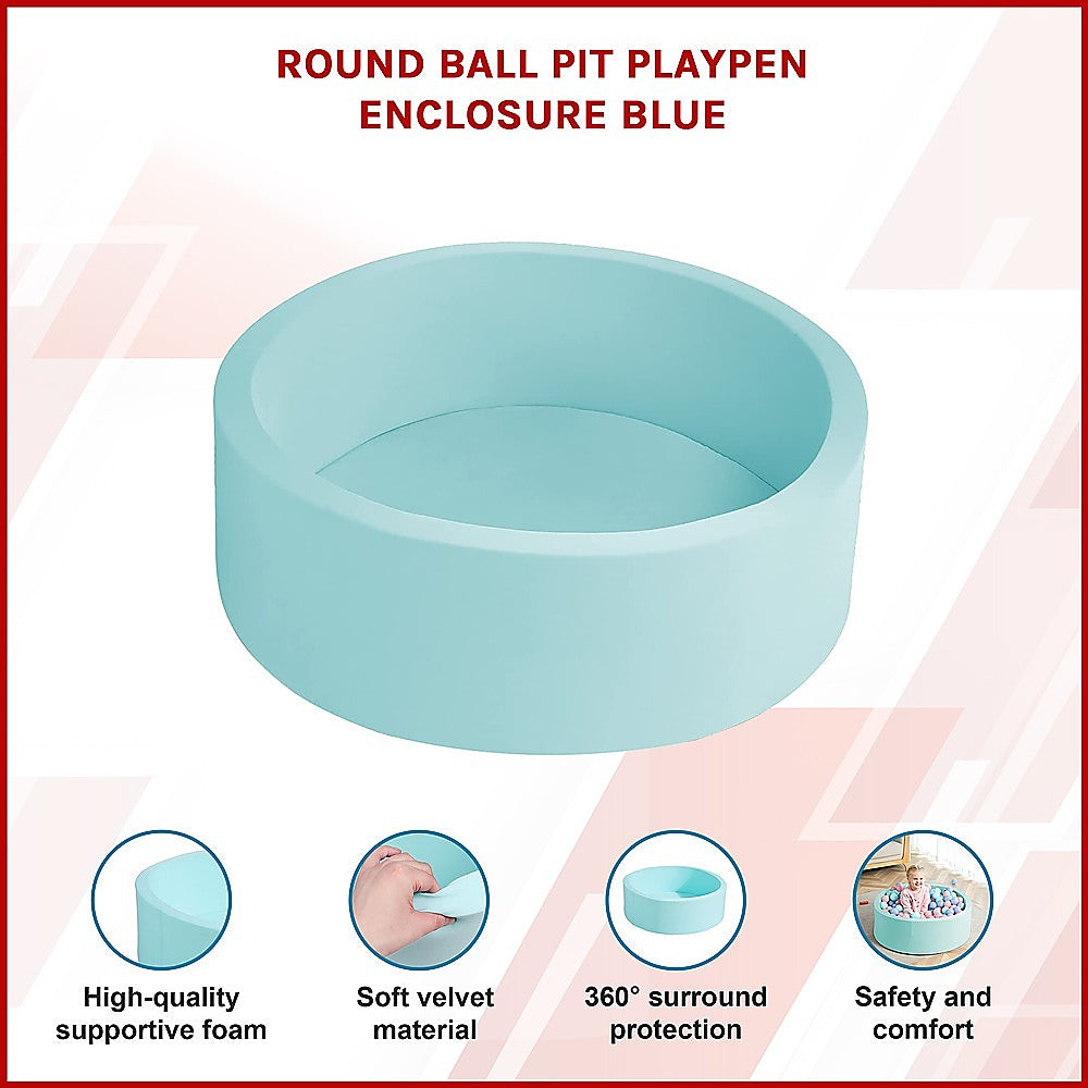 Round Ball Pit Playpen Enclosure Blue 3