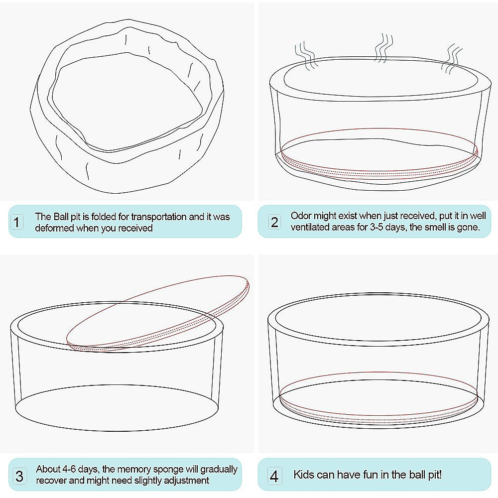 Round Ball Pit Playpen Enclosure Blue 7