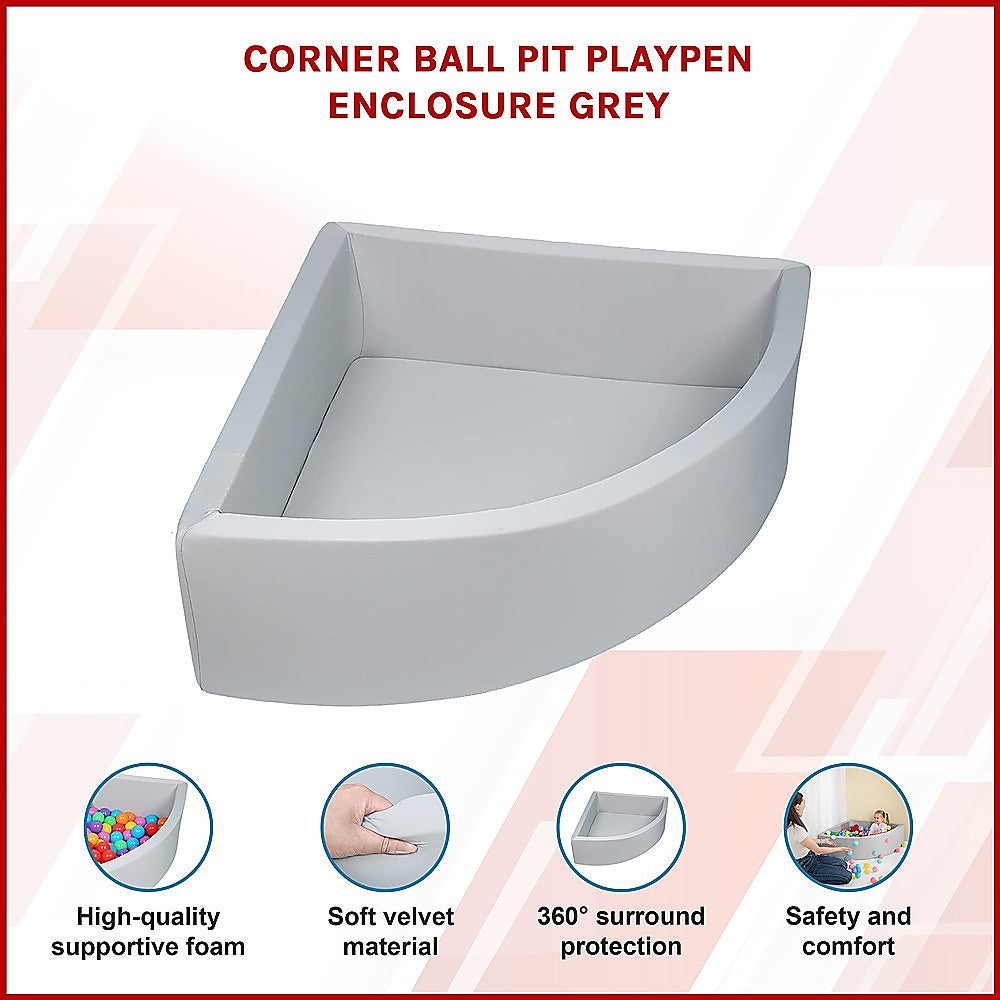 Corner Ball Pit Playpen Enclosure Grey 3
