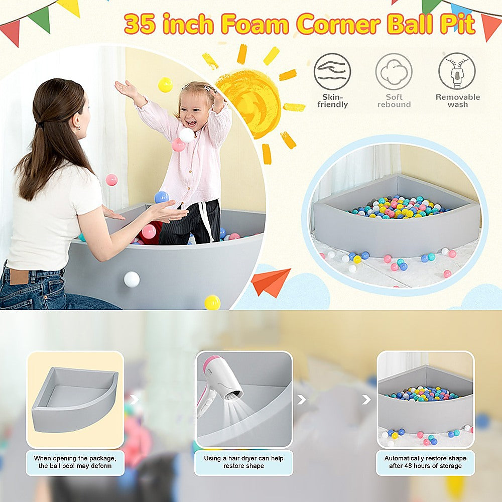 Corner Ball Pit Playpen Enclosure Grey 6