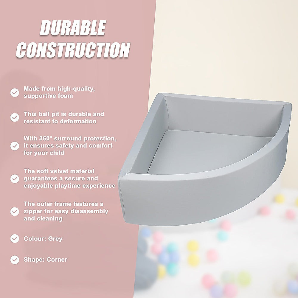 Corner Ball Pit Playpen Enclosure Grey 11