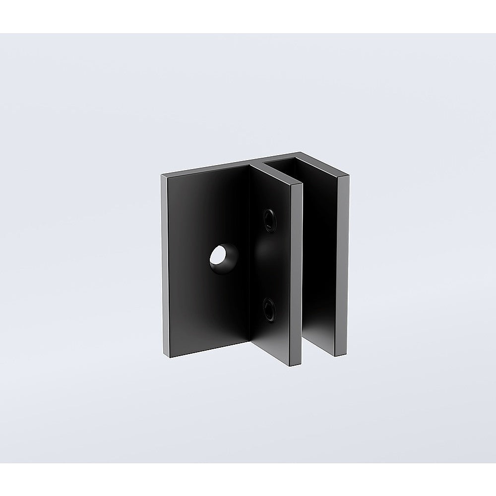 80x210cm Glass Shower Screen with Black F-brackets & Round Pole 7