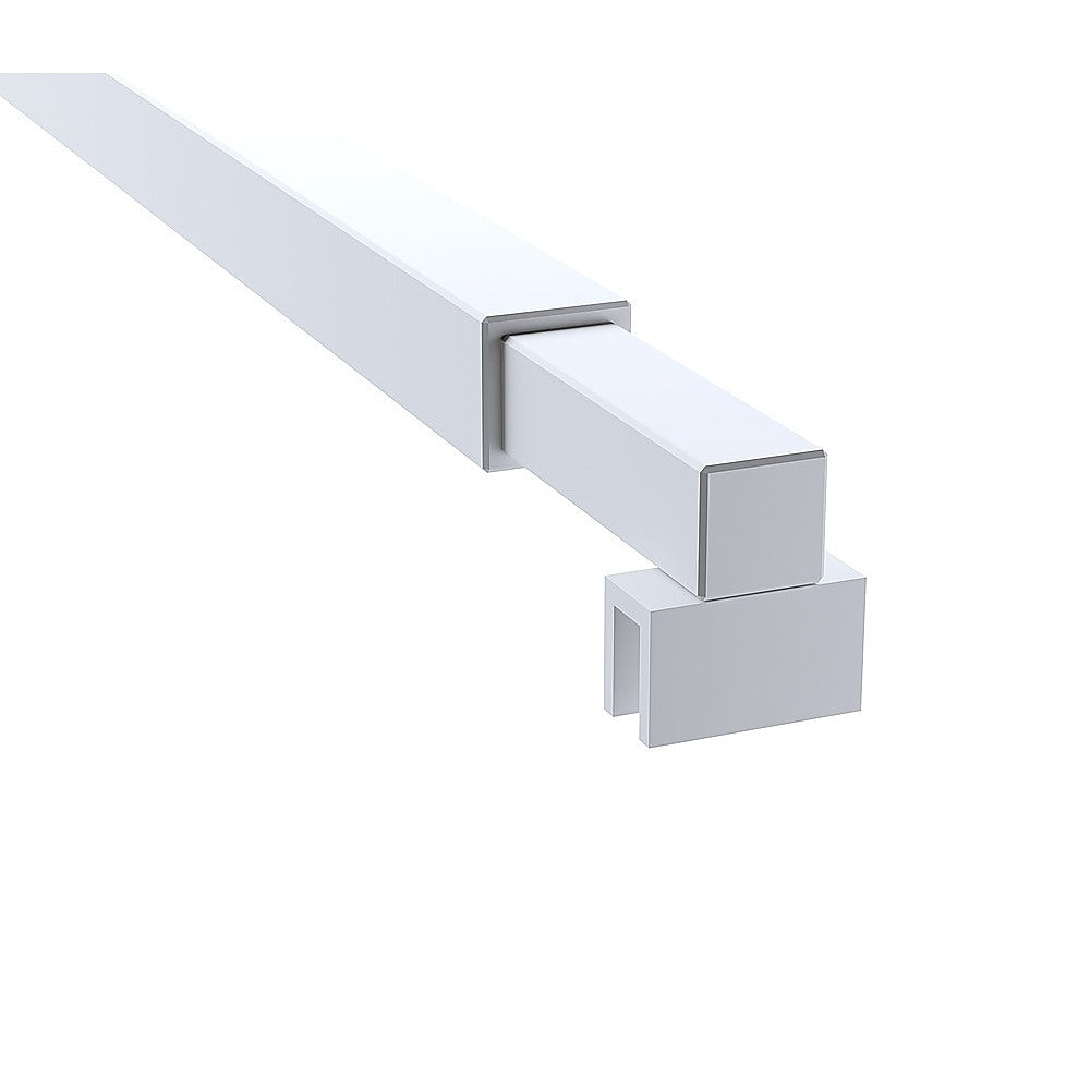100x200cm Glass Shower Screen with White F-brackets & Square Pole 10