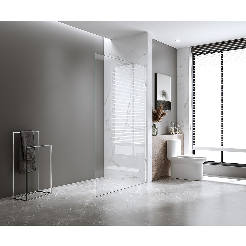 110x200cm Glass Shower Screen with White Wall U-Brackets