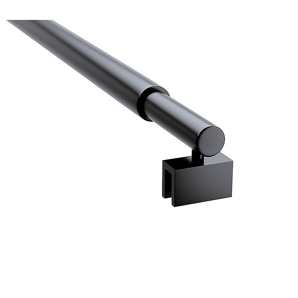 110x200cm Single Shower Glass Screen with Black Wall Channel & Round Pole 9