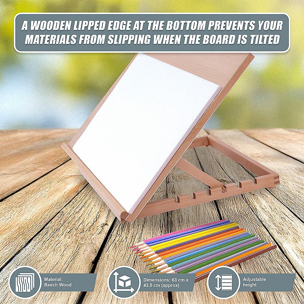 A2 Art & Craft Easel Table Wooden Drawing Board Artist Adjustable WorkStation 5