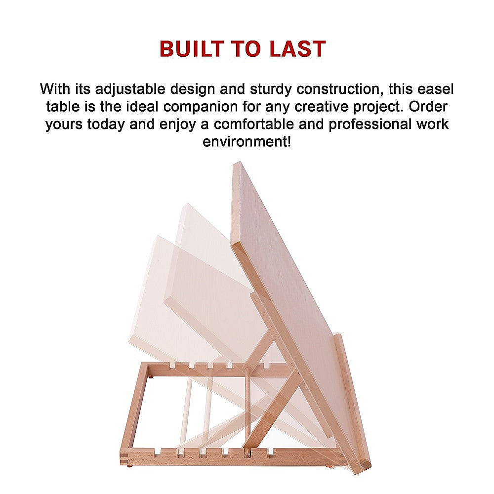 A2 Art & Craft Easel Table Wooden Drawing Board Artist Adjustable WorkStation 6