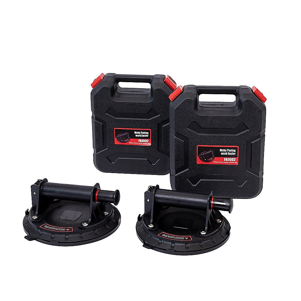 2x20cm 500kg Vacuum Suction Cup Glass Lifter Granite Sucker Pump Lift Heavy Duty 5