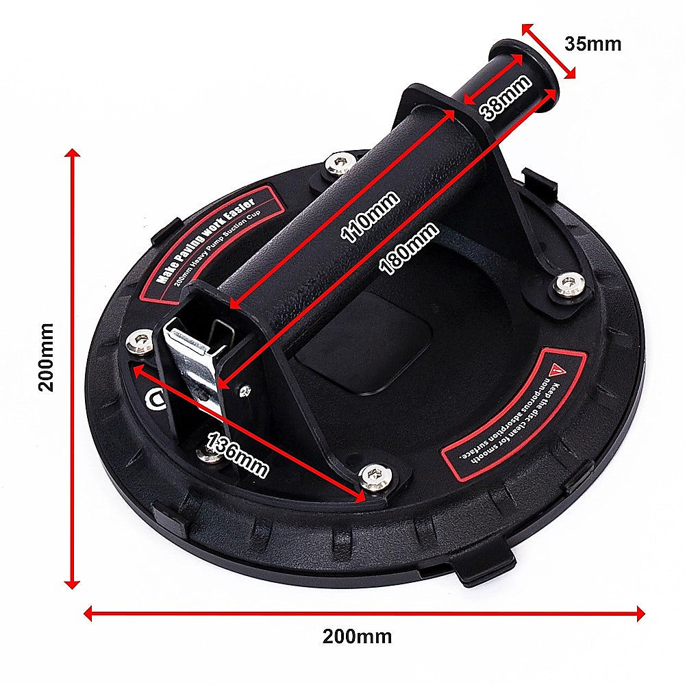 2x20cm 500kg Vacuum Suction Cup Glass Lifter Granite Sucker Pump Lift Heavy Duty 13