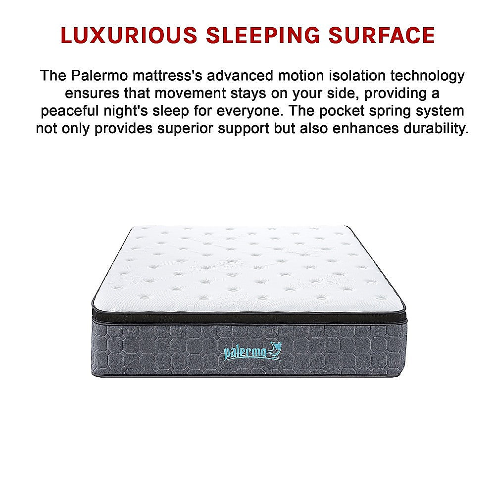 Mattress Double Euro Top Pocket Spring Motion Isolation CertiPUR-US Certified 12