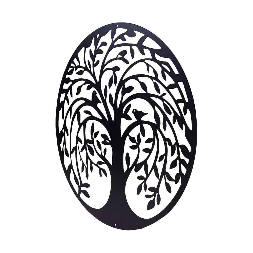 60cm Tree of Life & Birds Round Metal Wall Garden Art Sculpture 4