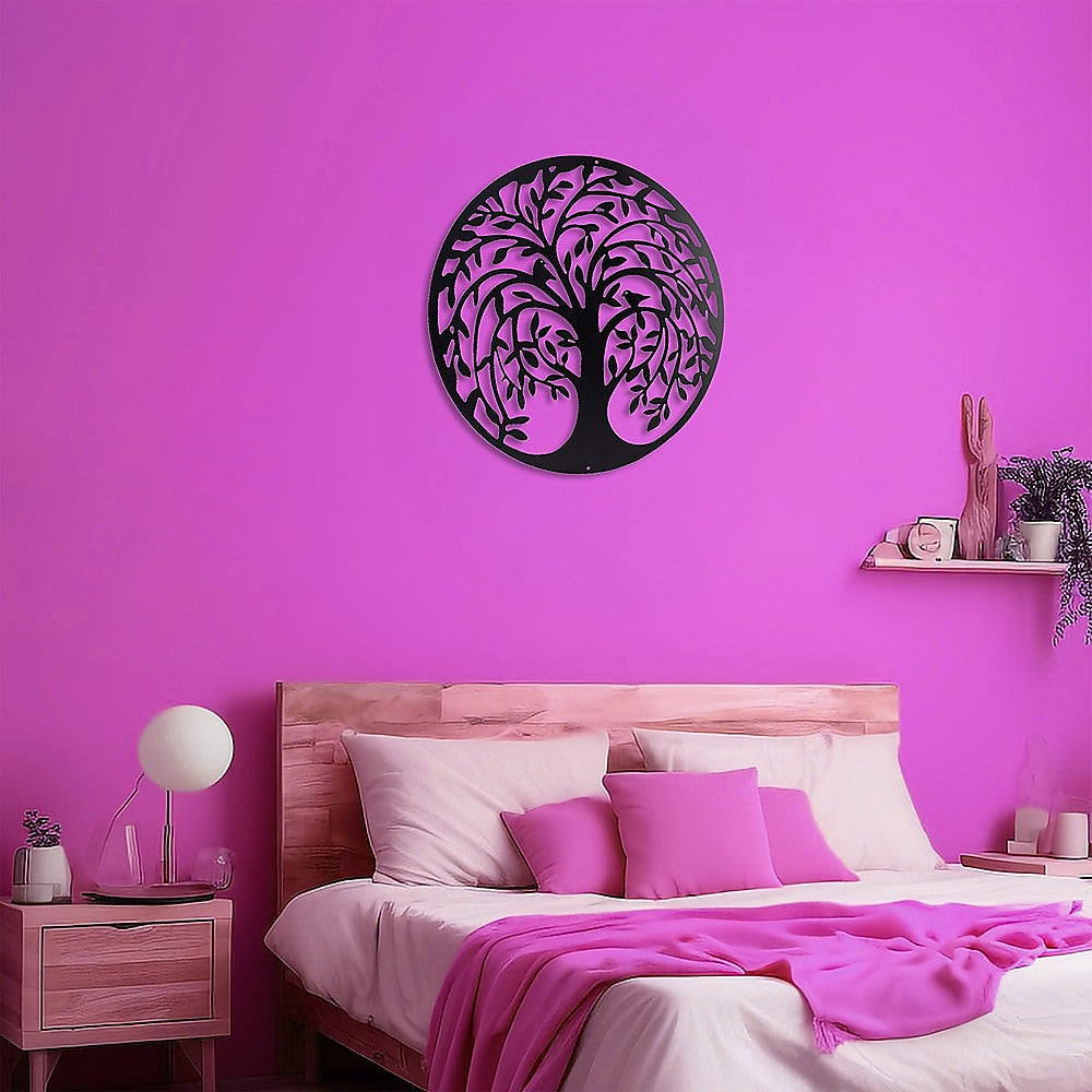60cm Tree of Life & Birds Round Metal Wall Garden Art Sculpture 6