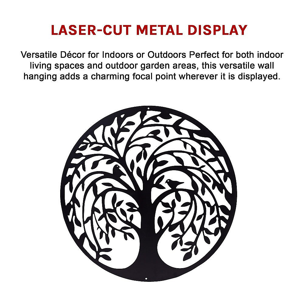 60cm Tree of Life & Birds Round Metal Wall Garden Art Sculpture 10