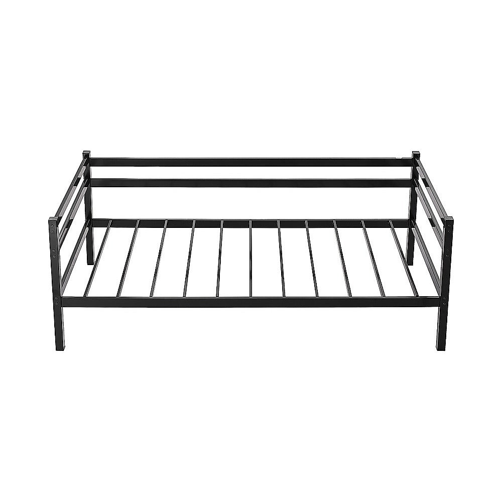 Single Daybed Metal Frame Sofa Premium Black Day Bed Steel Support 3
