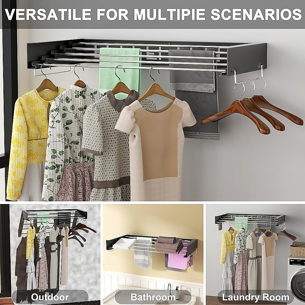 Collapsible Laundry Drying Rack – Wall Mounted Clothes Airer for Indoor or Outdoor 4