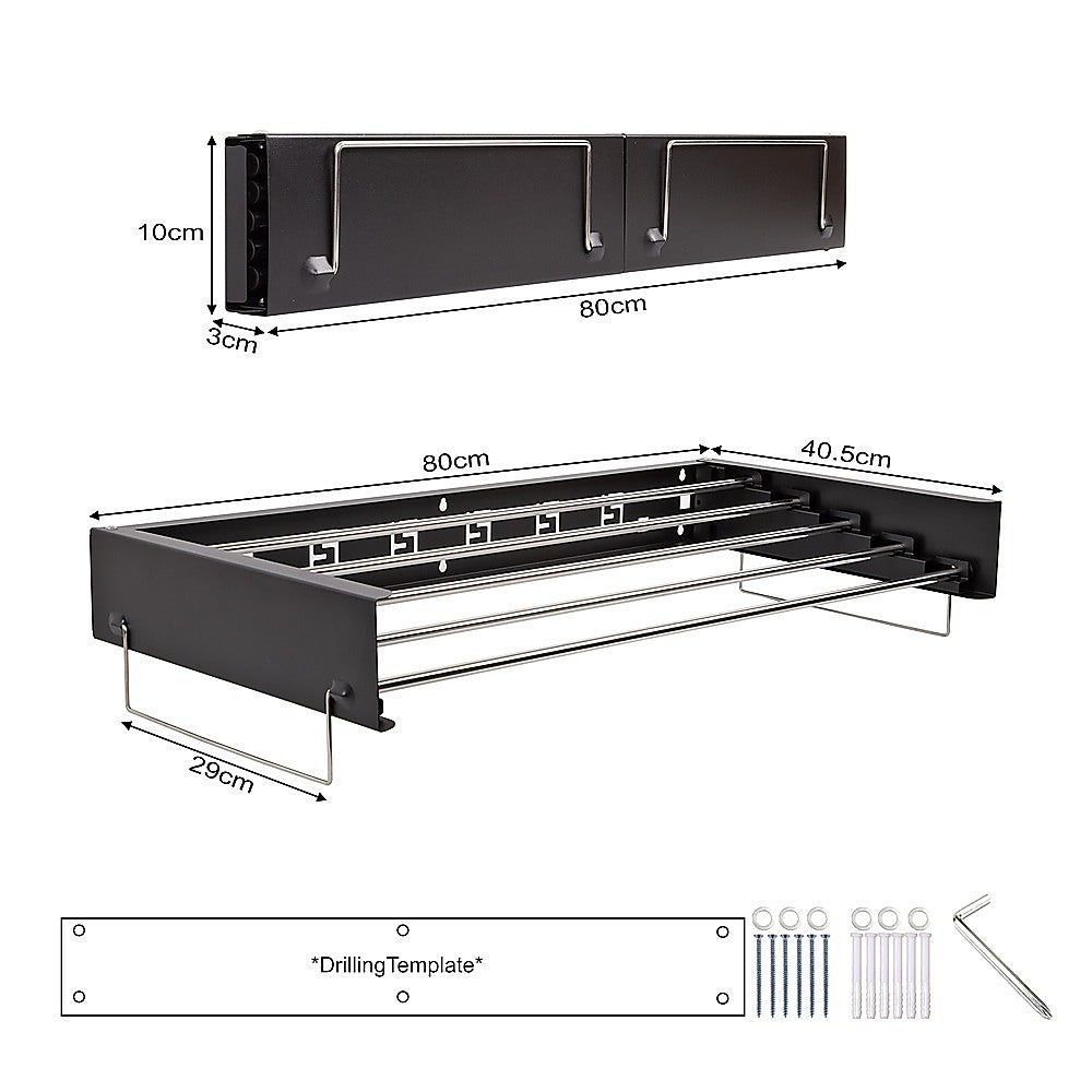 Collapsible Laundry Drying Rack – Wall Mounted Clothes Airer for Indoor or Outdoor 6