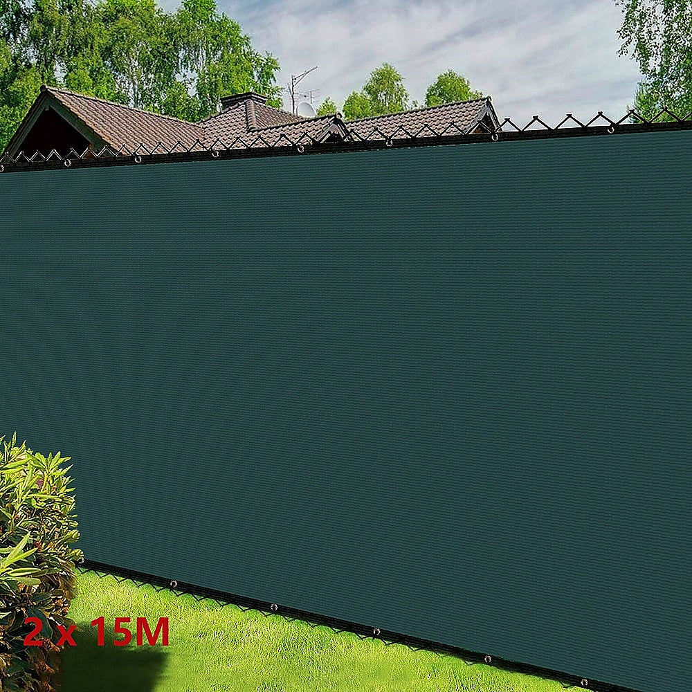 15m x 2m Fence Windscreen Privacy Screen Shade Cover Dark Green Fabric Mesh Garden 4