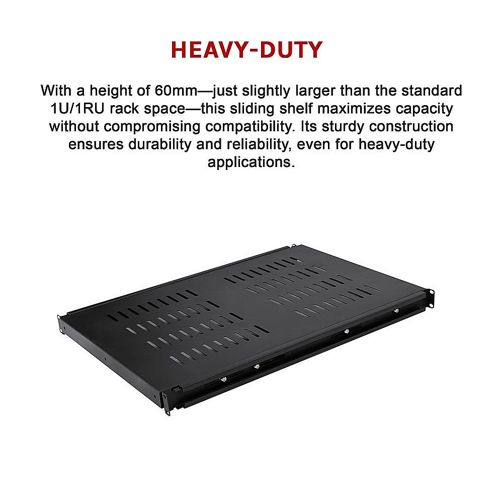 1U 1RU Sliding Shelf 26" Inch Deep Vented for 19" Rack System Server Cabinet 9