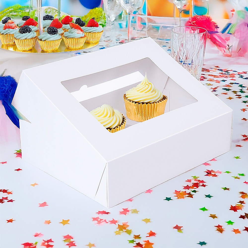 50pcs Cupcake Boxes 12-Hole Laminated Clear Window Face Boxes Favour