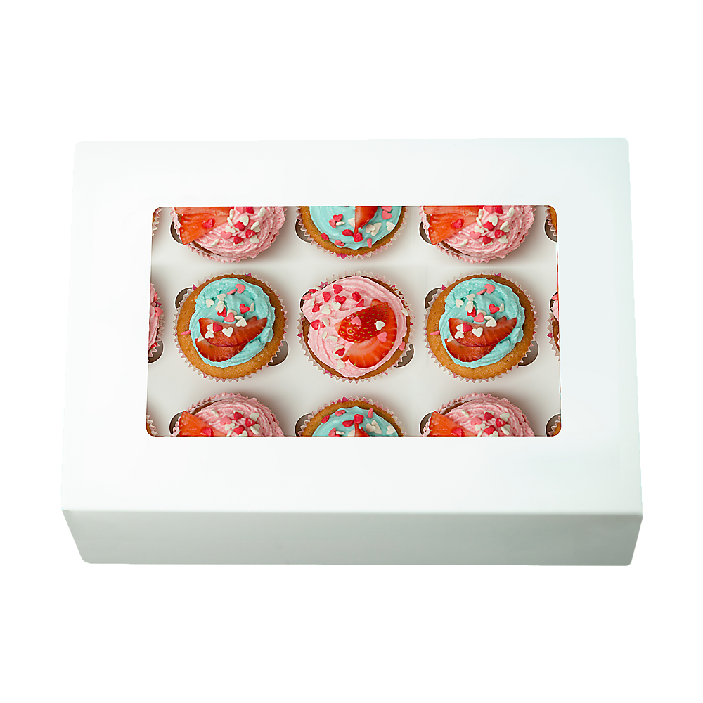 50pcs Cupcake Boxes 12-Hole Laminated Clear Window Face Boxes Favour 4