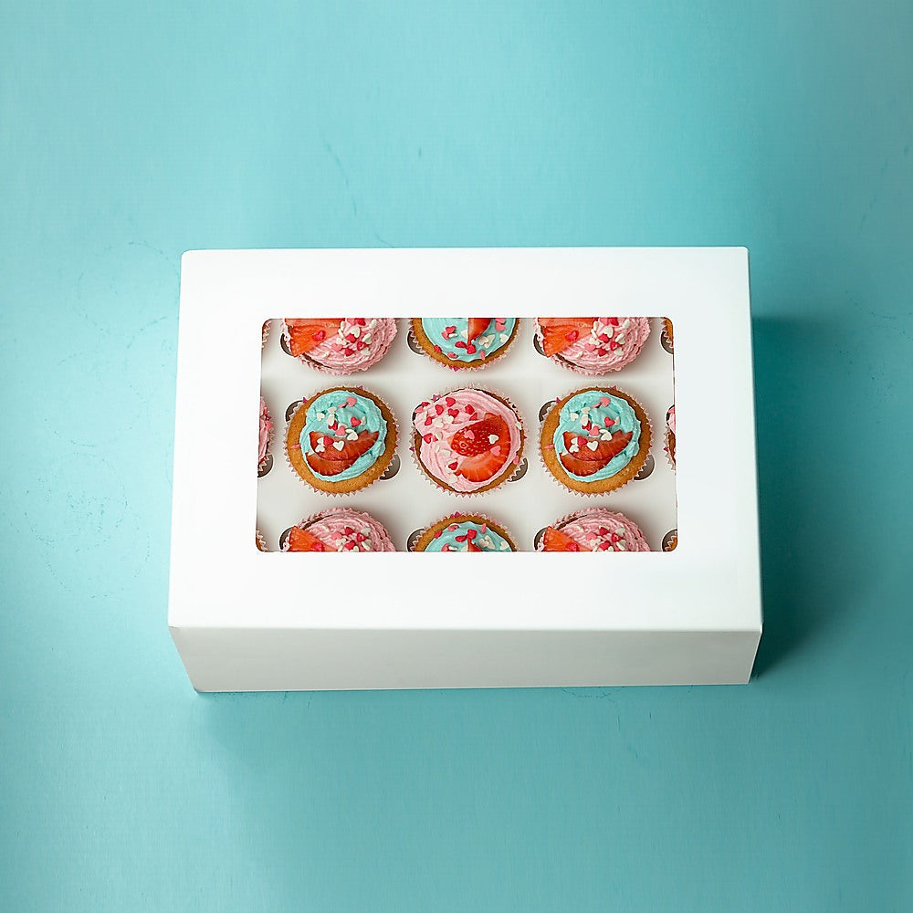 50pcs Cupcake Boxes 12-Hole Laminated Clear Window Face Boxes Favour 5