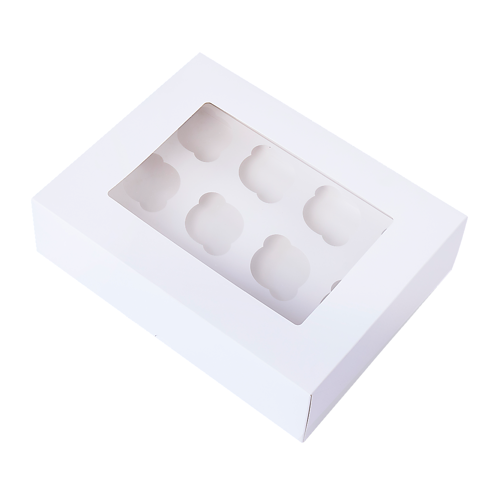 50pcs Cupcake Boxes 12-Hole Laminated Clear Window Face Boxes Favour 6