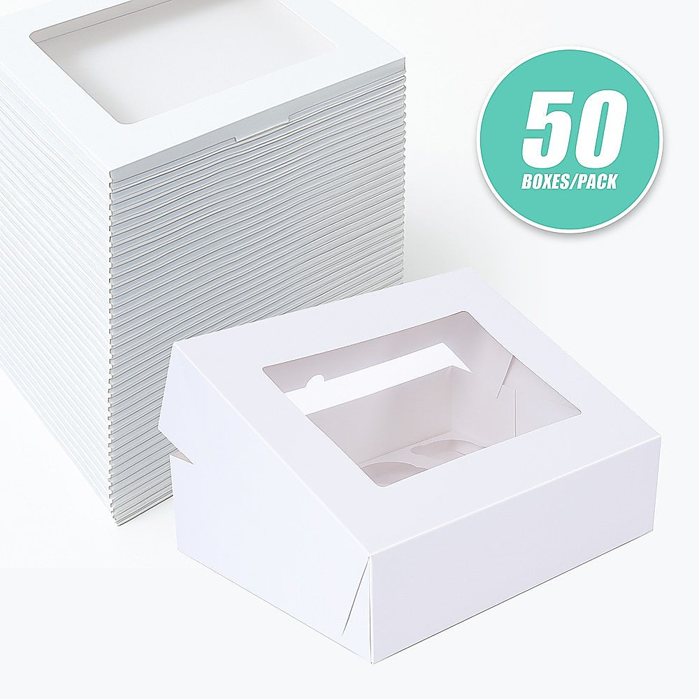 50pcs Cupcake Boxes 12-Hole Laminated Clear Window Face Boxes Favour 9