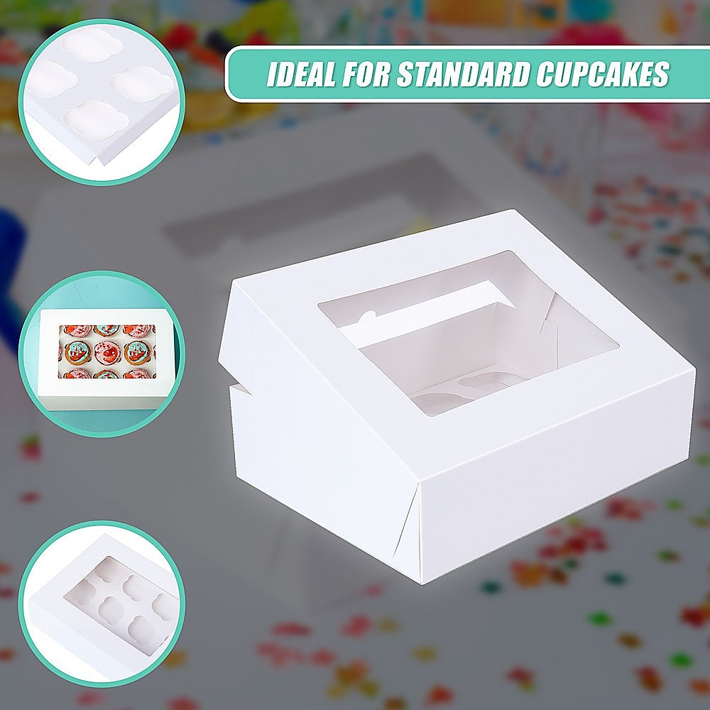 50pcs Cupcake Boxes 12-Hole Laminated Clear Window Face Boxes Favour 10