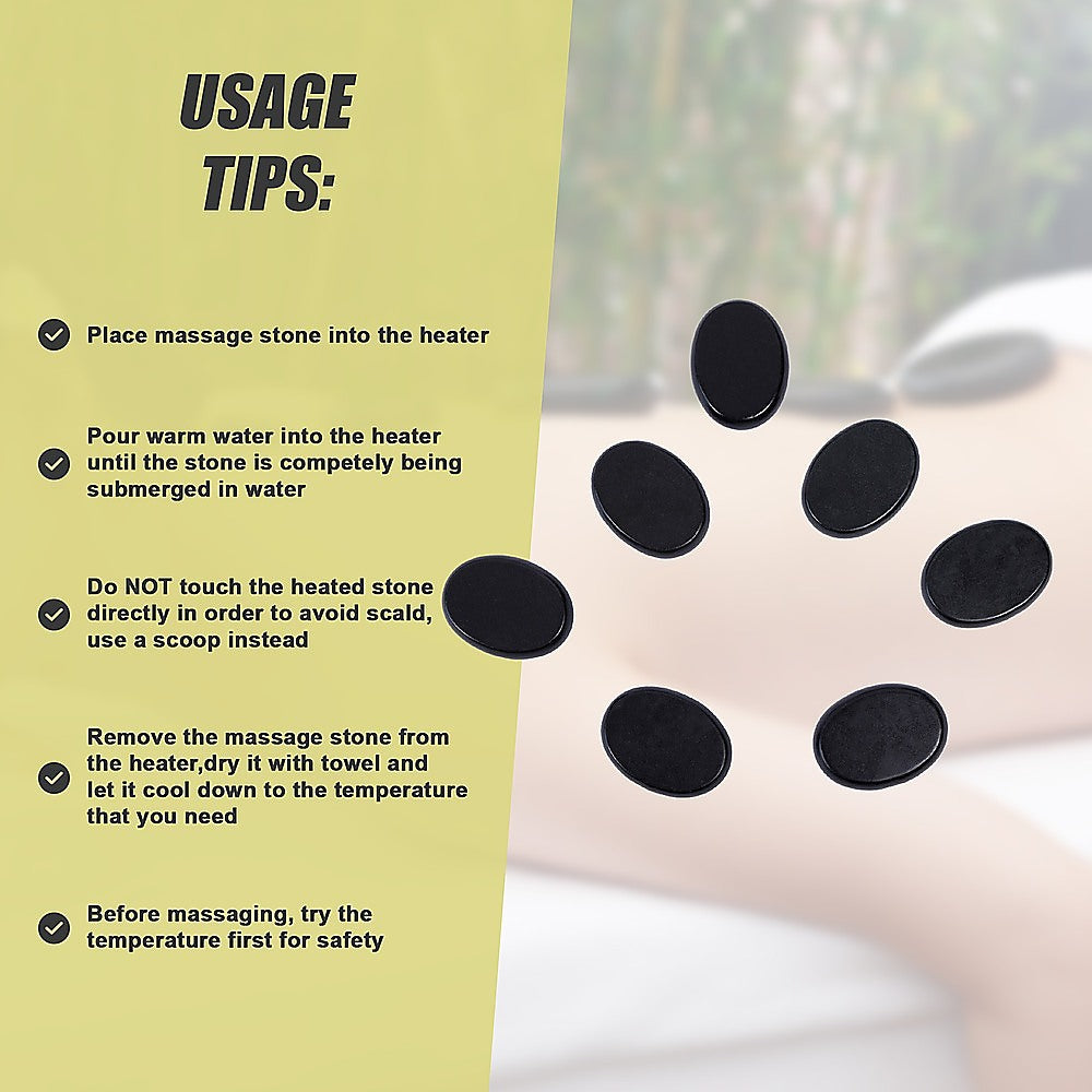 12pcs Hot Massage Stone Basalt Stones Kit Set Rock SPA Oiled Massage Tool 7