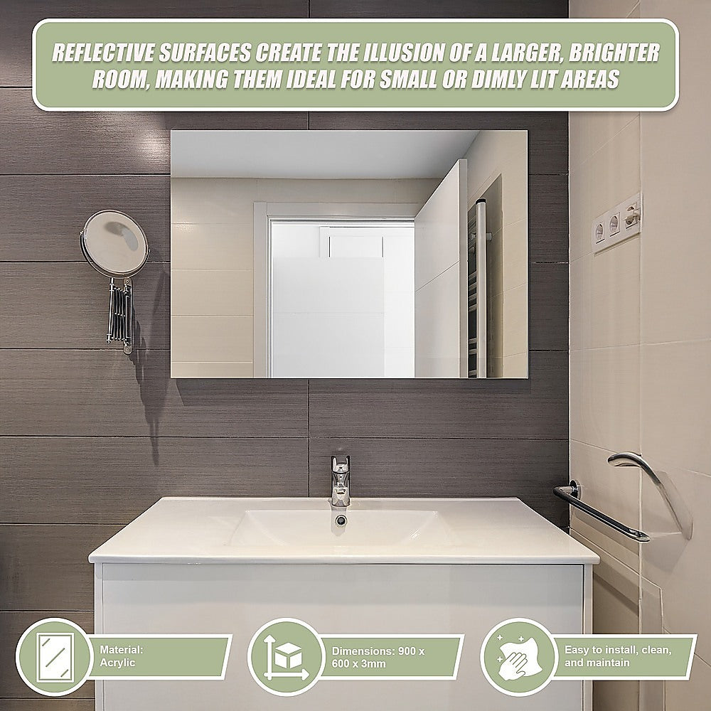 MIRROR Acrylic Sheet Perspex Sheet Panel 2pc/set 900mm x 600mm x 3mm 9