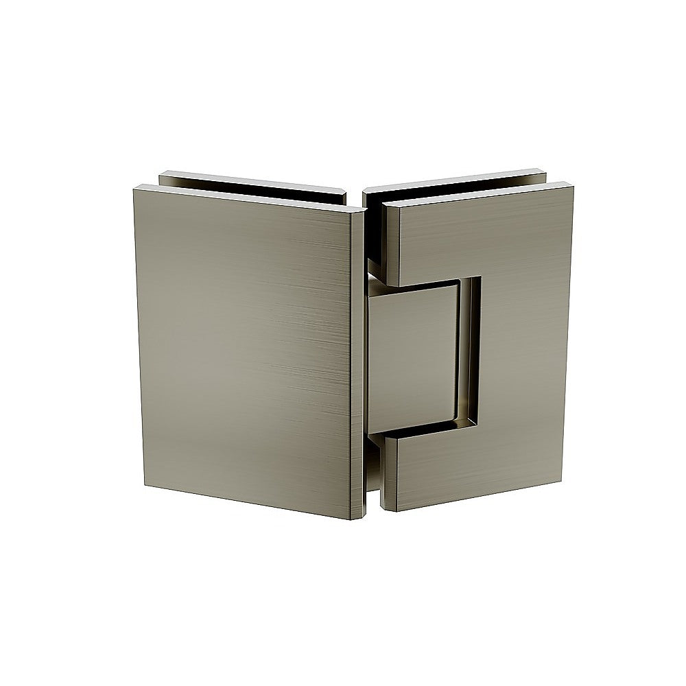 100cm Frameless Diamond Shower Screen with Gunmetal Brackets and Brass Hinges, Round Handle 5