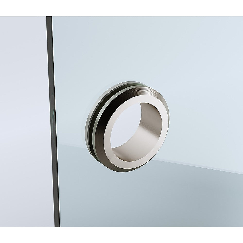 90cm Frameless Diamond Shower Screen with Nickel Channels and Brass Hinges & Round Handle 13